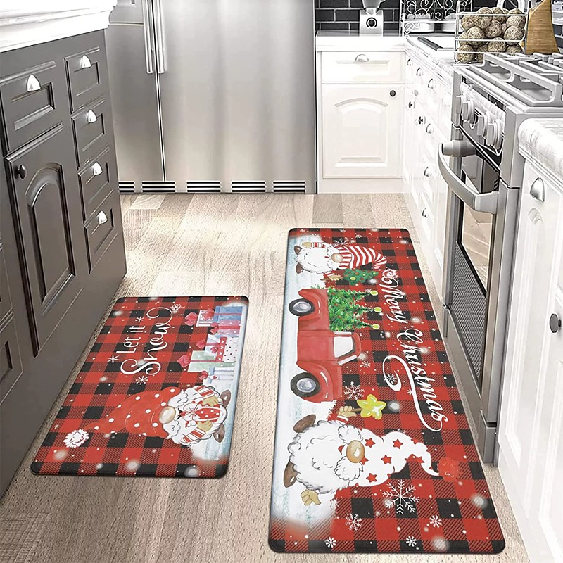 Christmas Decorations Floor Mat Kitchen Mat Water Absorption Oil Absorption Kitchen Floor Mat 1 Piece Holiday Decoration Floor Mat Doormat for Entering Households