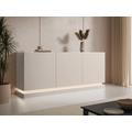 Credenza 3 ante con LED in MDF Beige ed effetto marmo Bianco - DEVIKA di Pascal MORABITO