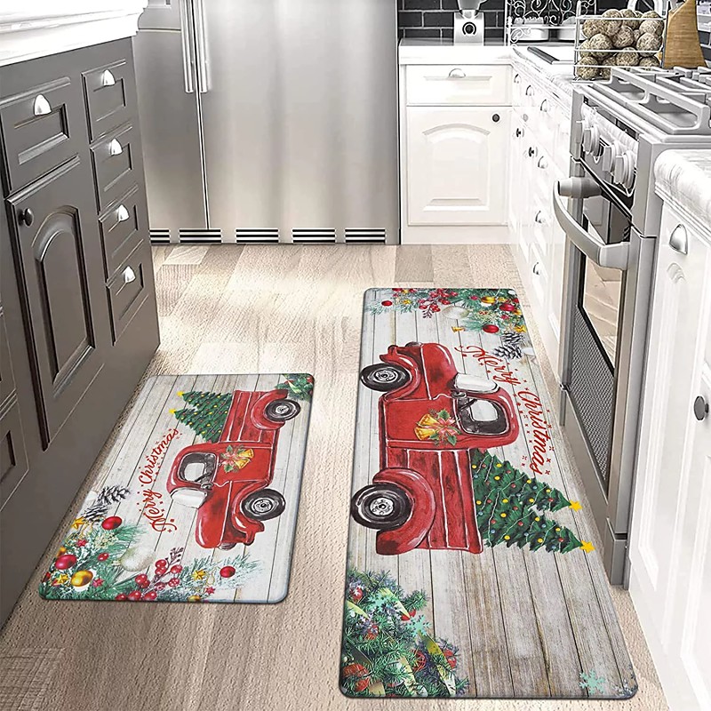 Christmas Decorations Floor Mat Kitchen Mat Water Absorption Oil Absorption Kitchen Floor Mat 1 Piece Holiday Decoration Floor Mat Doormat for Entering Households