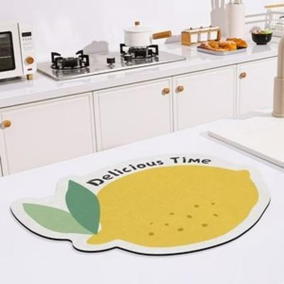 Kitchen Drain Mat Cartoon Silicone Diatom Mud Water Absorbent Mat for Countertop Table Coffee Table Dishware Heat Resistant Trivet Non-slip Home Kitchen Accessory