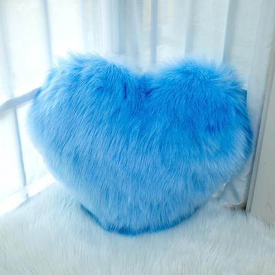 Wine red and Gray Heart-Shaped Pillow, Faux Fox Fur Heart Decorative Cushion for Bed, Soft Fluffy Throw Pillow for Chair, Sofa, Living Room - Plush Accent Pillow for Home Decor