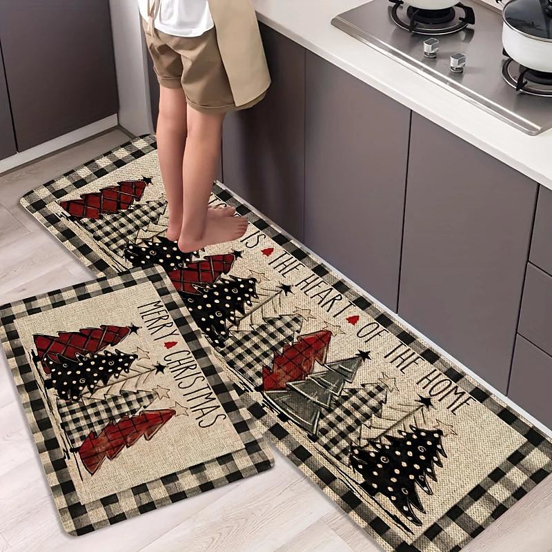 Christmas Decorations Floor Mat Kitchen Mat Water Absorption Oil Absorption Kitchen Floor Mat 1 Piece Holiday Decoration Floor Mat Doormat for Entering Households