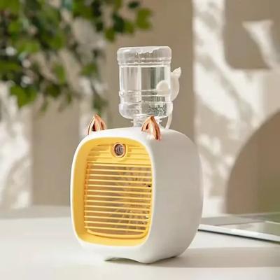 Kids Portable Air Conditioner Fan Rechargeable Mini Fox Design Cooling Fan With Mist Spray Humidifier Summer Desktop Appliance Portable Personal Air Cooler For Home Office Use