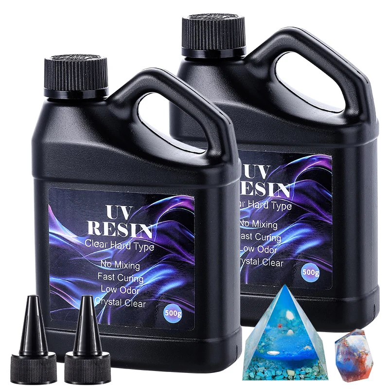 Resina UV 500g - Kit Resina UV Trasparente Cristallina di Alta Qualità, Polimerizzazione Rapida, Forniture in Resina Epossidica per Creazione di Gioielli e Artigianato