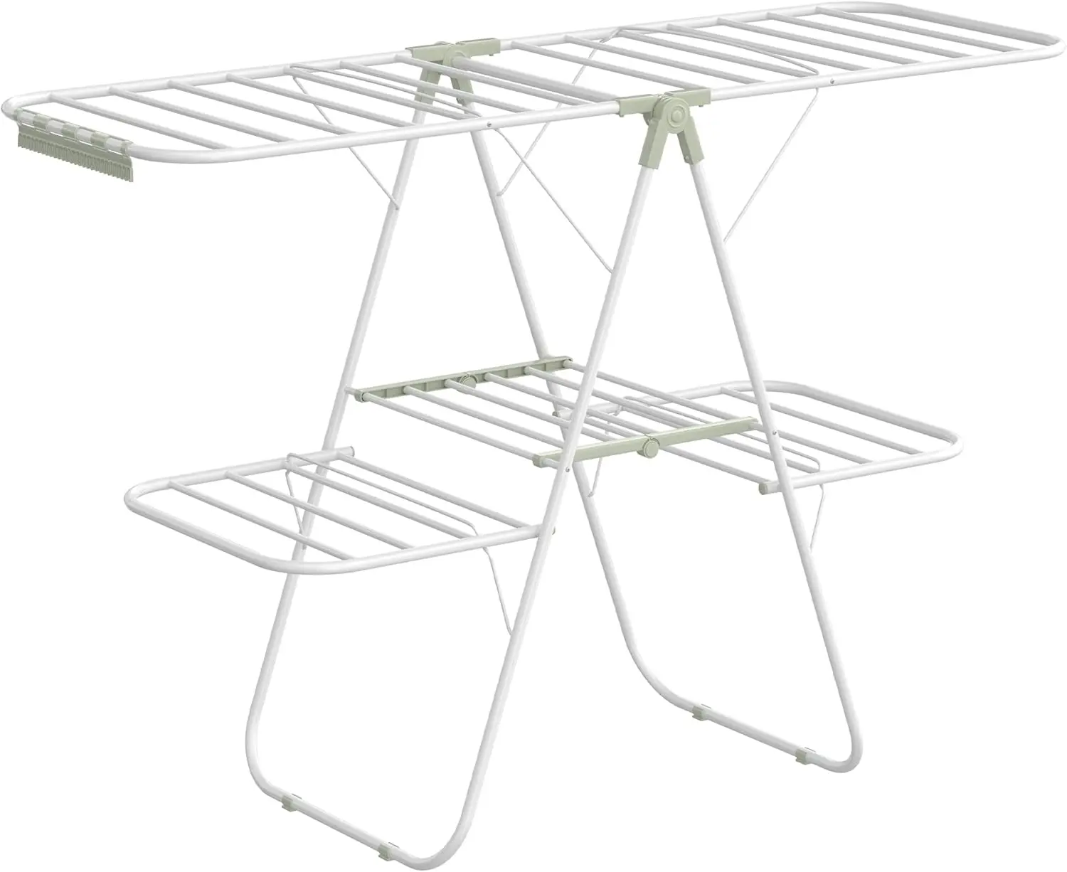 Clothes Drying Rack Foldable 2-Level Laundry Drying Rack Free-Standing Large Drying Rack with Height-Adjustable Wings 33 Drying