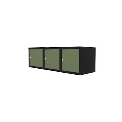PROREGAL Mega Deal | 3x Schließfachwürfel Blocky mit Drehriegelschloss für Vorhängeschloss | HxBxT 40x40x40cm | Anthrazit/Resedagrün | Tresor Image