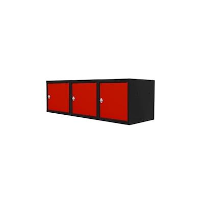 PROREGAL Mega Deal | 3x Schließfachwürfel Blocky mit Drehriegelschloss für Vorhängeschloss | HxBxT 40x40x40cm | Anthrazit/Verkehrsrot | Tresor Image