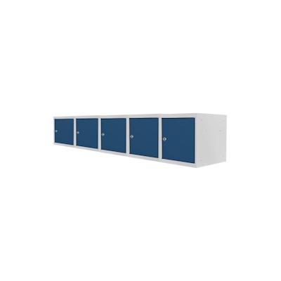 PROREGAL Mega Deal | 5x Schließfachwürfel Blocky mit Zylinderschloss + 2 Schlüssel | HxBxT 40x40x40cm | Lichtgrau/Blau | Tresor, Schließfach Image