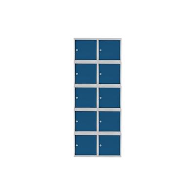 PROREGAL Mega Deal | 10x Schließfachwürfel Blocky mit Zylinderschloss + 2 Schlüssel | HxBxT 40x40x40cm | Lichtgrau/Blau | Tresor, Schließfach Image