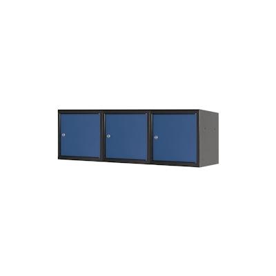 PROREGAL Mega Deal | 3x Schließfachwürfel Blocky mit Zylinderschloss + 2 Schlüssel | HxBxT 40x40x40cm | Anthrazit/Enzianblau | Tresor, Schließfach Image