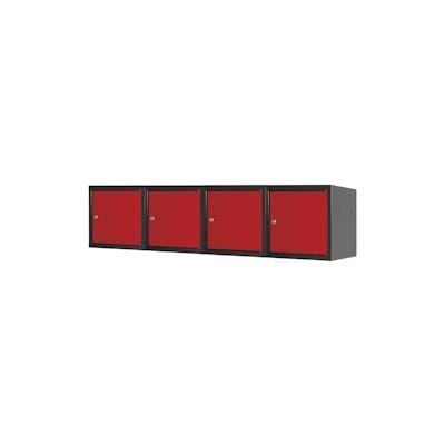 PROREGAL Mega Deal | 4x Schließfachwürfel Blocky mit Zylinderschloss + 2 Schlüssel | HxBxT 40x40x40cm | Anthrazit/Verkehrsrot | Tresor, Schließfach Image