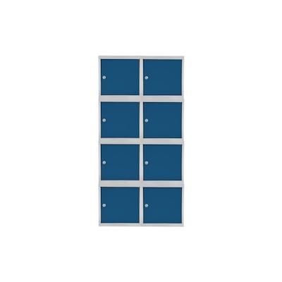 PROREGAL Mega Deal | 8x Schließfachwürfel Blocky mit Zylinderschloss + 2 Schlüssel | HxBxT 40x40x40cm | Lichtgrau/Blau | Tresor, Schließfach Image