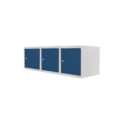 PROREGAL Mega Deal | 3x Schließfachwürfel Blocky mit Zylinderschloss + 2 Schlüssel | HxBxT 40x40x40cm | Lichtgrau/Blau | Tresor, Schließfach Image