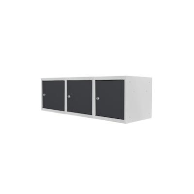 PROREGAL Mega Deal | 3x Schließfachwürfel Blocky mit Zylinderschloss + 2 Schlüssel | HxBxT 40x40x40cm | Lichtgrau/Anthrazitgrau | Tresor, Schließfach Image
