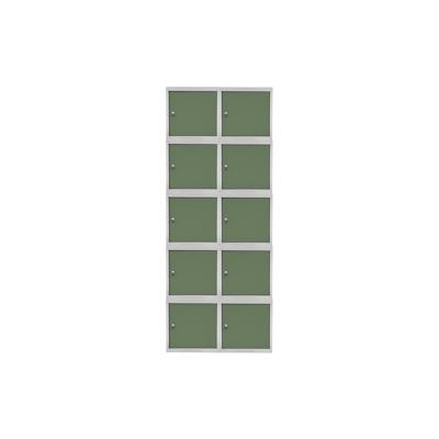 PROREGAL Mega Deal | 10x Schließfachwürfel Blocky mit Drehriegelschloss für Vorhängeschloss | HxBxT 40x40x40cm | Lichtgrau/Grün | Tresor, Schließfach Image