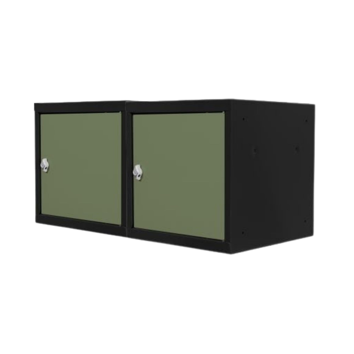 Proregal Mega Deal | 2x Schließfachwürfel Blocky mit Drehriegelschloss für Vorhängeschloss | HxBxT 40x40x40cm | Anthrazit/Resedagrün Image