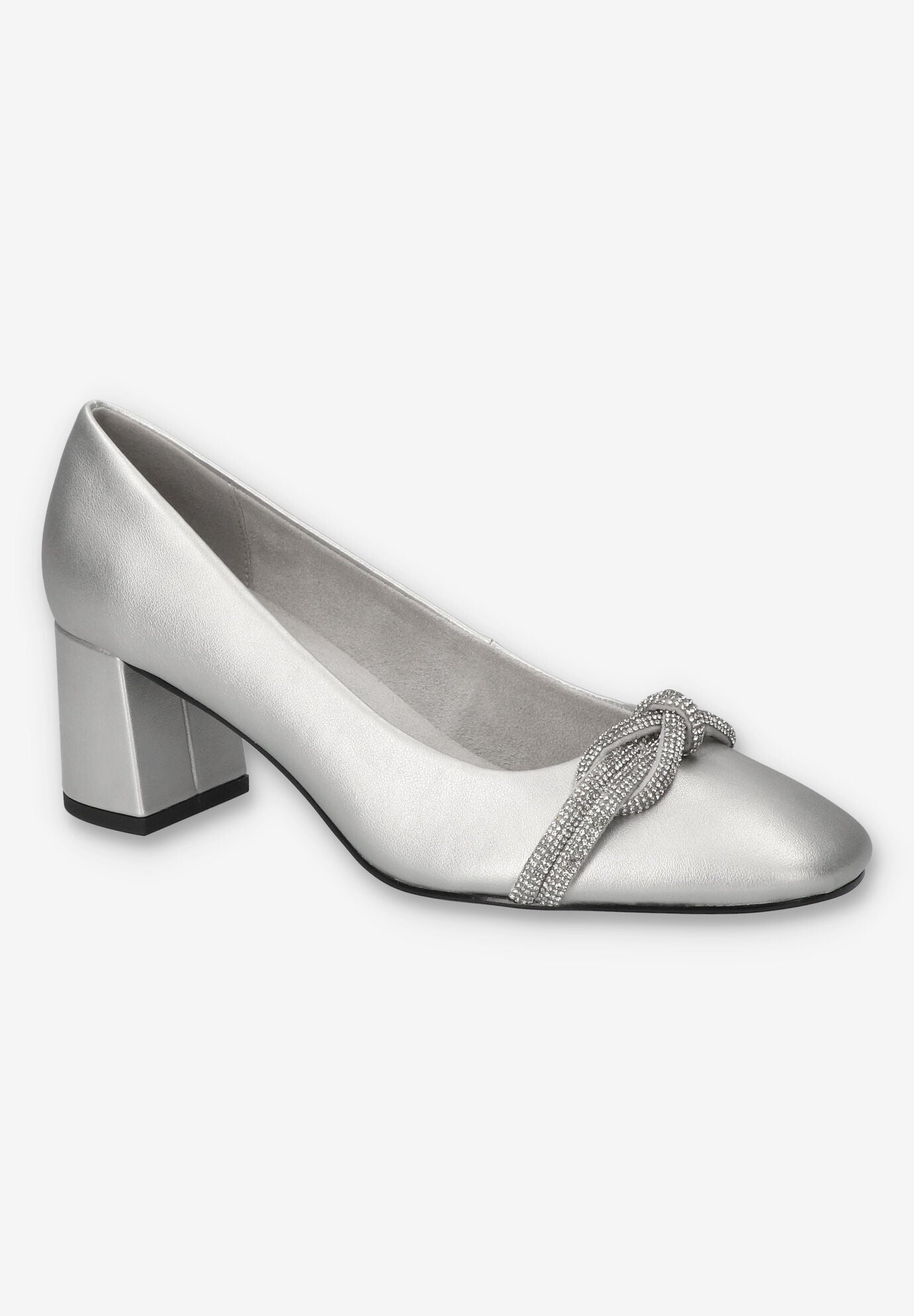 Wide Width Women's Marigold Square Toe Pump by Bella Vita in Silver (Size 9 1/2 W)
