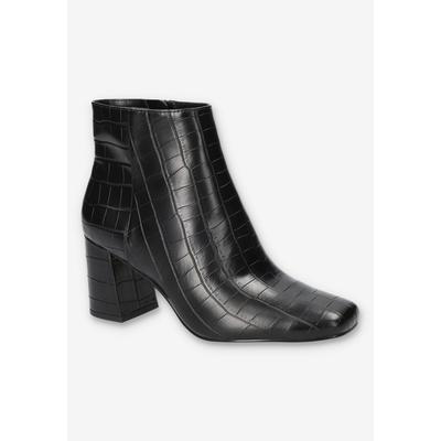 Wide Width Women's Wilma Square Toe Ankle Boot by Bella Vita in Black Croco (Size 9 1/2 W)