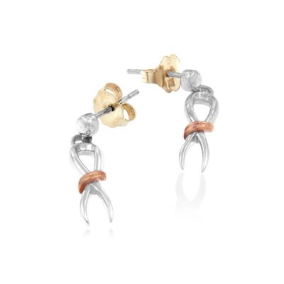 Women's Two-Toned Sterling Silver Awareness Ribbon Dangle Earrings by Haus of Brilliance in Silver