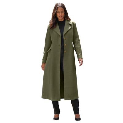 Plus Size Women's Plus Size Long Tailored Wool Blend Coat by Roaman's in Dark Olive Green (Size 18 W) Winter Classic