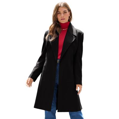 Plus Size Women's Belted Wool Blend Coat by Roamans in Black (Size 20 W)
