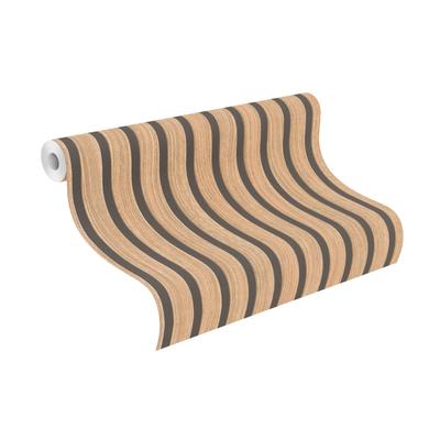 Papiertapete RASCH "Papiertapete mit Holzpaneelen in Braun", braun, B:53m L:10,05m, Papier, Tapeten, Akustikpaneel-Optik Image