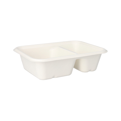 PAPSTAR 50 Schalen, Zuckerrohr "pure" 2-geteilt 5,6 cm x 15,3 cm x 20,3 cm weiss (37244, 50 Stück) Image