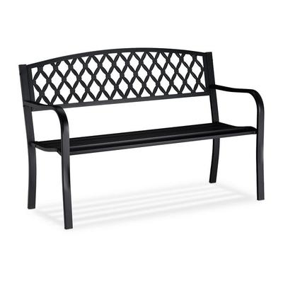 relaxdays Metall-Gartenbank mit Flechtmuster, 121 cm