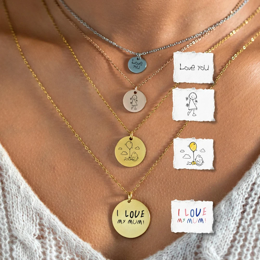 Cooltime individuelle runde Anhänger-Halskette aus Edelstahl für Frauen, personalisierte Buchstaben, besondere Symbole, Halskette, Geburtstagsgeschenk Image