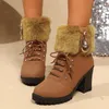Neue Frühling Winter Frauen Pumpt Stiefel Hohe Qualität Lace-up Europäischen Damen Schuhe PU High Heels Stiefel