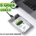 Custodia per disco rigido esterno USB 3.0/Type C Custodia per disco rigido esterno SATA SSD da 2,5 pollici con velocità di trasferimento di 5 Gbps Scatole per disco rigido trasparenti senza attrezzi