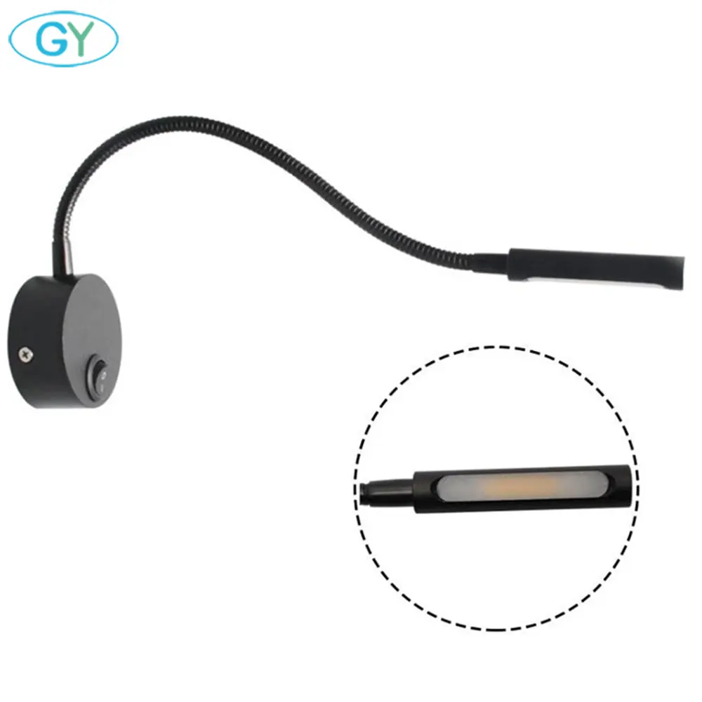 2 Stück Packung 3 W LED-Schläuche Wandleuchte Flexible Home Hotel Nachttisch-Lesewandleuchte 4000 K Bildlampen mit Schalter