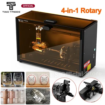 Twotrees TS5 7W Laser Engraver 4-in-1 Rotary Laser Engraving Machine Enclosed Laser Engraver with Exhaust Pipe Carving Rings/Cup