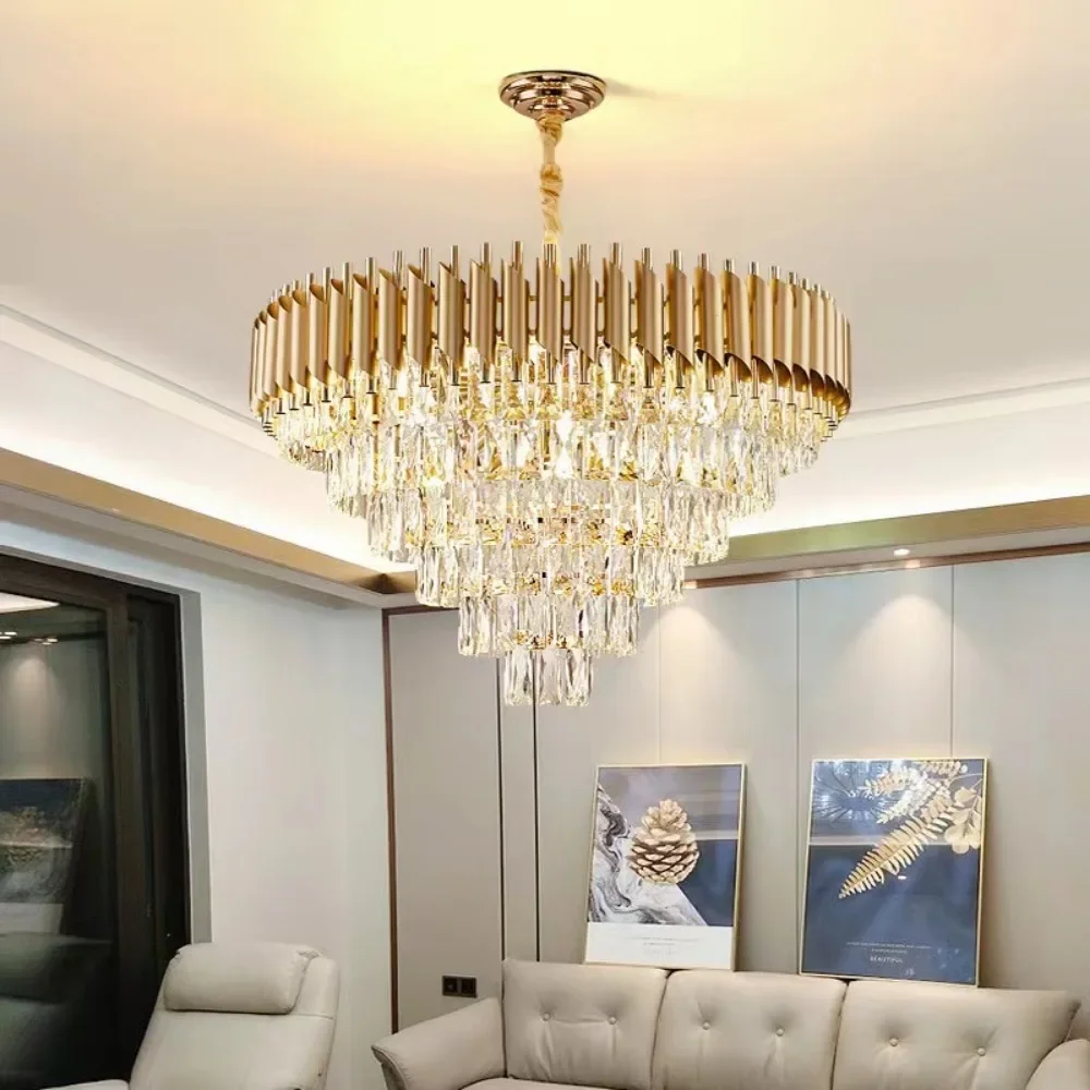 2025 Moderne Luxus K9 Kristall Kronleuchter Schwarz Metall Anhänger Licht Für Wohnzimmer Schlafzimmer Led Innen Beleuchtung Hause Dekoration