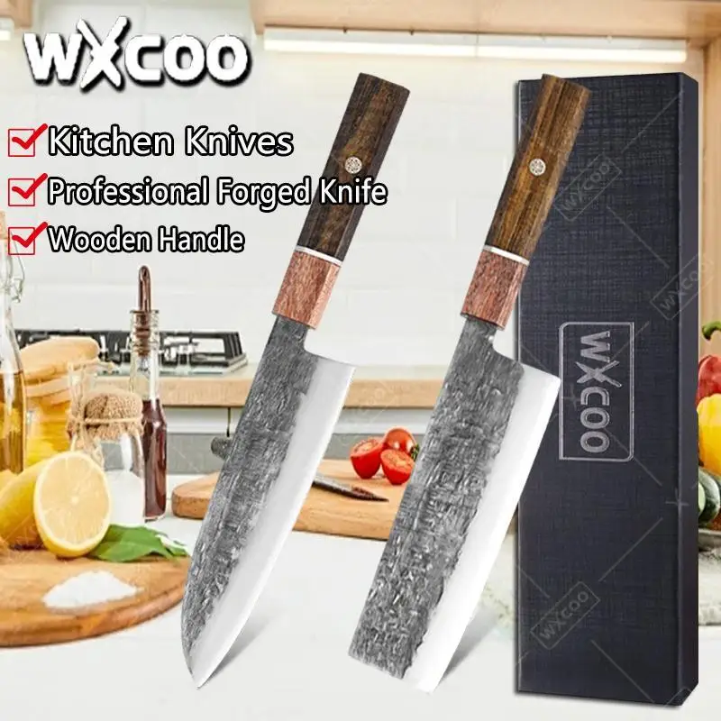 Professionelle Küchenmesser, scharfe Klinge, handgeschmiedetes Kochmesser, japanisches Santoku-Haltermesser für Haushaltskochwerkzeuge Image