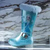 Disney Mädchen High Heel Stiefel Mädchen Glänzende Gefrorene Prinzessin Elsa Stiefel Plüsch Warme Kinder Pelz Schnee Stiefel Rosa Blau Schuhe Größe 25-3