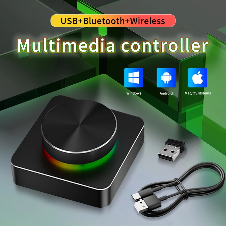 3 IN-1 Lautstärkeregler, multifunktionaler Knopf, kabellose Bluetooth-Mini-Tastatur, PC, Computer, Lautsprecher, Audio-Lautstärkeregler Image