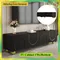 Comanlai Meuble TV 170 cm 4 portes texturées et pieds arrondis dorés, supports TV, meuble de rangement pour salon, 170 x 38 x 44 cm, noir