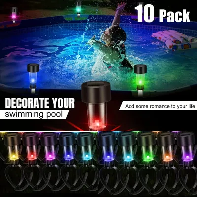1-12PCs Swimming Pool Solar Lamps, Waterproof Solar Lamps, Outdoor Swimming Pool Fence Decoration, Swimming Pool Accessories