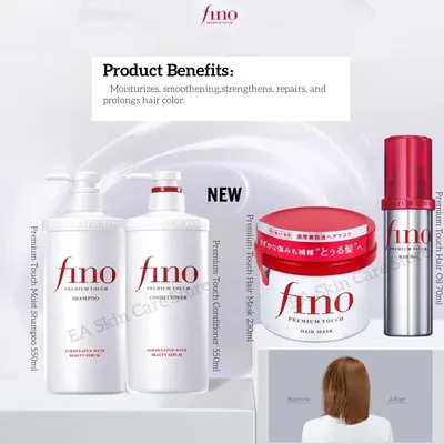fino Hair Mask+Premium Touch Moist Shampoo Tinte Para El Cabello+ Smoothing Moisturizing Leave-In Hair Oil+conditioner Hair Care