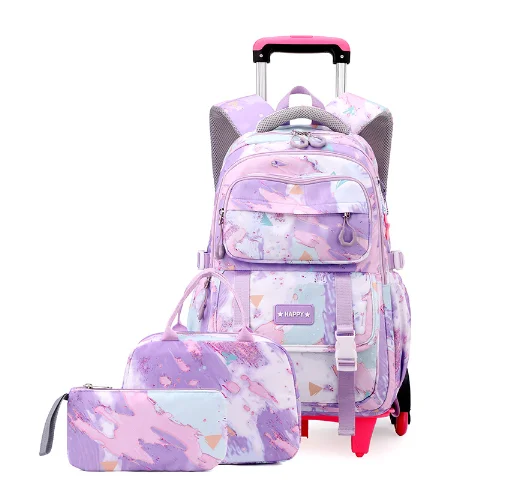 Sac à roulettes d'école pour adolescentes, sac à roulettes d'école pour filles, ensemble de sac à dos à roulettes, sac de voyage à roulettes sur roulettes
