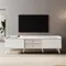 Comanlai H58xL160xT40 cm Meuble TV Lowboard, Meuble TV Texture, Buffet TV, avec deux tiroirs, dessus bas et deux portes coulissantes, Blanc