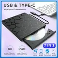 Unità CD DVD esterna 7 in 1 USB 3.0 Tipo C Lettore CD portatile Masterizzatore DVD Unità disco esterna per laptop PC desktop Mac Windows