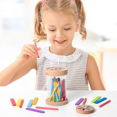 2 In 1 Color Sorting Game Toys Multicolored Sticks Toys Color Classification Cup With Transparent Acrylic Cup Body 2 Cup Lids