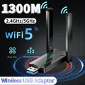 Adattatore USB WiFi 1300Mbps Dual Band Dongle Wi-Fi 2.4G/5Ghz 802.11AC Potente antenna Ricevitore wireless per PC/Laptop Driver gratuito
