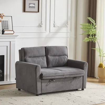 Modern 2-seater sofa Folding sofa bed with pull-out function Including back pillow Space-saving sofa for living room