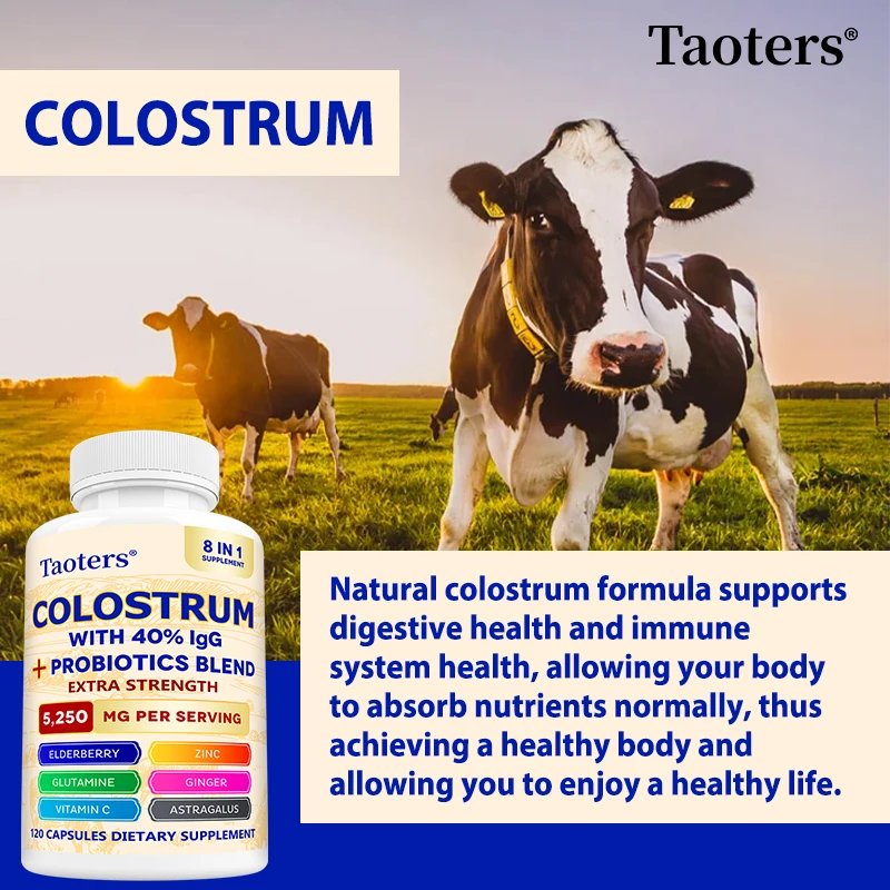 Colostrum Capsules - Skin, Gut Health, Supports Intestinal Digestion and Immune Health Improve Focus - 40% LgG