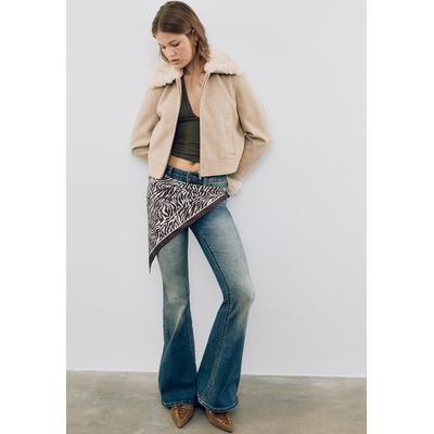 Stradivarius Jacket with faux fur detail Ecru M