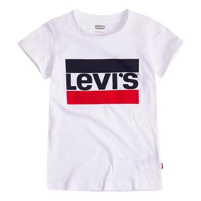 T-Shirt LEVI'S KIDS, Mädchen, Gr. 14 (158), weiß, Jersey, Obermaterial: 100% Baumwolle, bedruckt, Basic, Basic schmal hüftlang, Rundhals, Kurzarm abgesteppte Kante, Shirts, for GIRLS