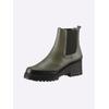 Stiefelette HEINE, Damen, Gr. 36, schwarz (khaki, schwarz), Leder, Rindsleder, Glattleder, modisch, Schuhe